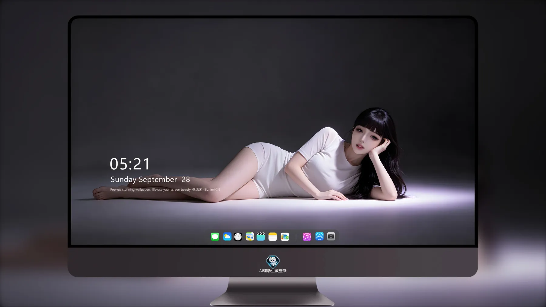 气质女孩躺着的电脑桌面锁屏壁纸