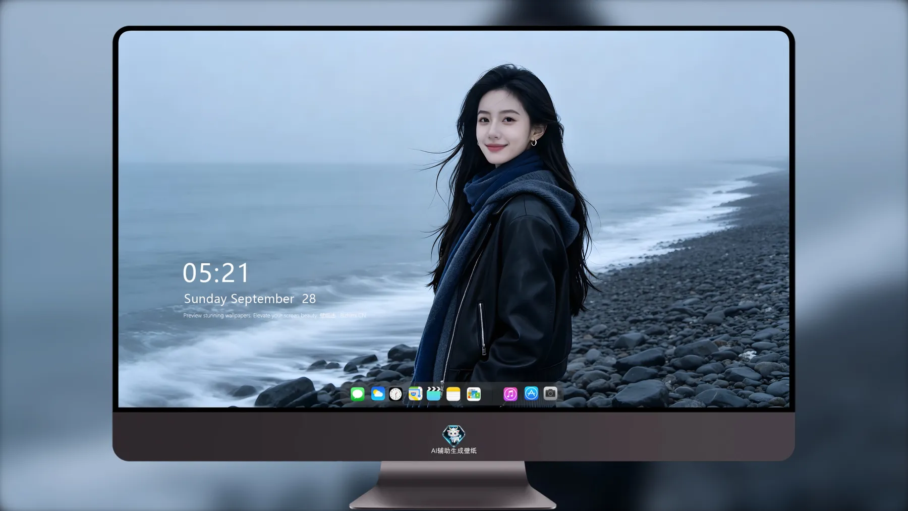 海边女孩桌面壁纸