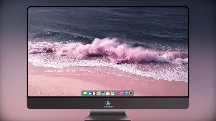 四张 4K 高清桌面壁纸 粉色海浪沙滩电脑屏保图