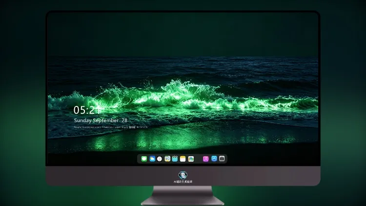 深夜绿色海浪 4K 超清电脑锁屏壁纸素材4张