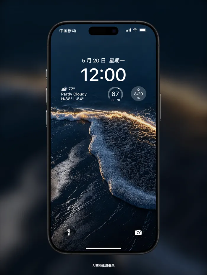 黑色海浪在夜晚特别的美