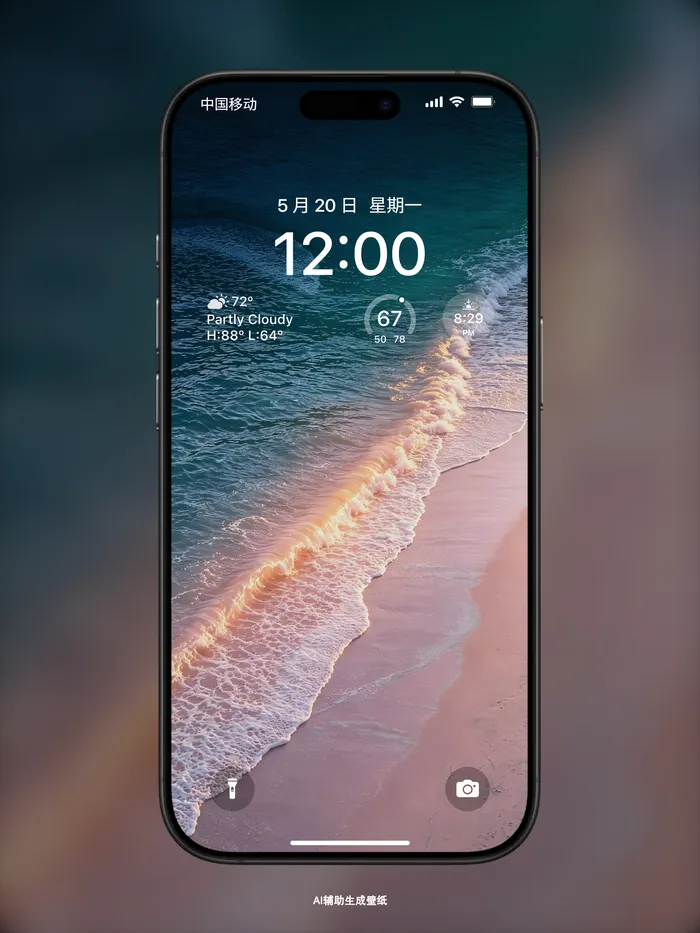 蓝色海水沙滩手机背景图壁纸素材