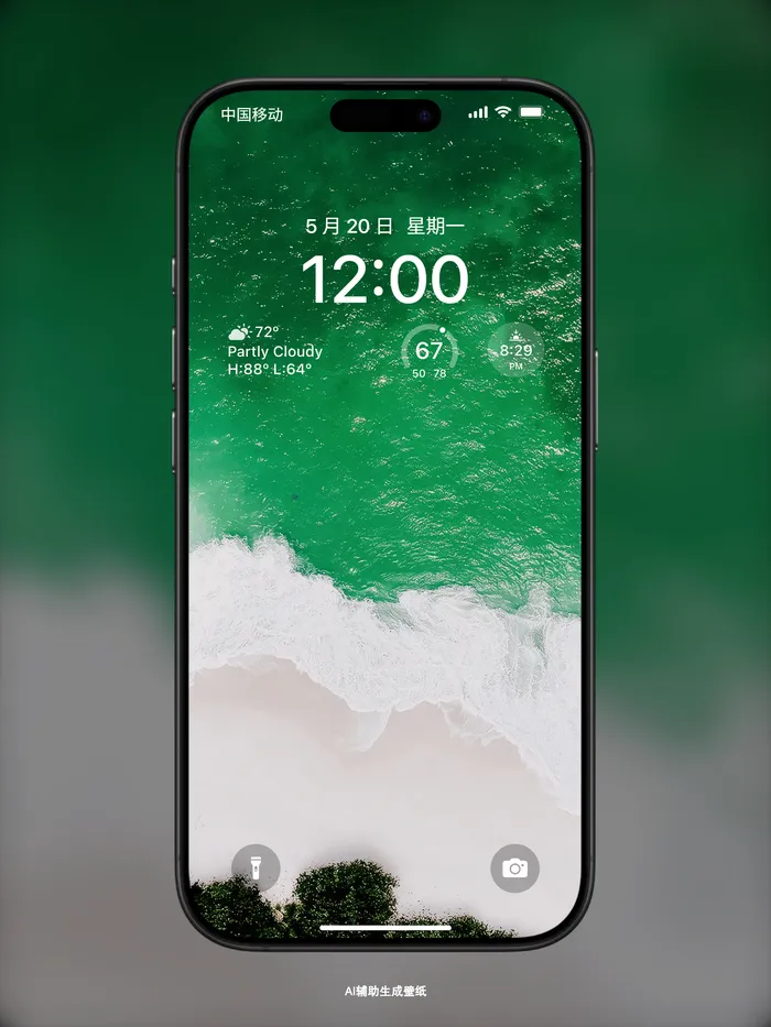 深绿色的海水4K手机屏保图片素材壁纸
